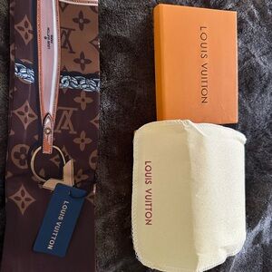 Louis Vuitton Brown Monogram Printed Silk Scarf with Gold Accents